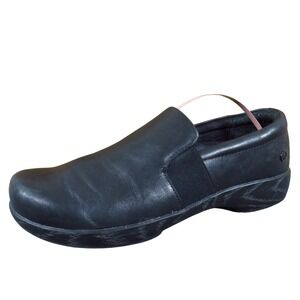 Klogs Maven Women 8.5 Black Leather Slip-On Work Clogs Comfort Shoes